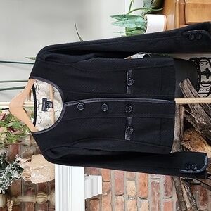 Sanctuary Clothing Womens Button Down Tweed Short Blazer Black Size Small
